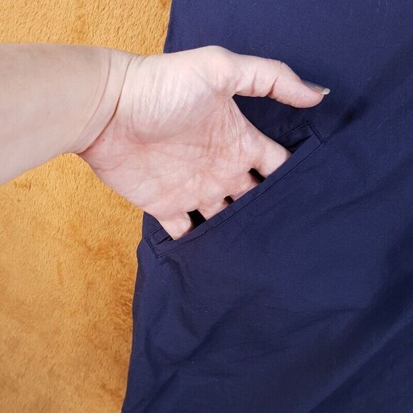 PEOPLE TREE Womens Top Medium Blue 1/4 Button Pullover Collared Tunic Organic - Picture 3 of 8